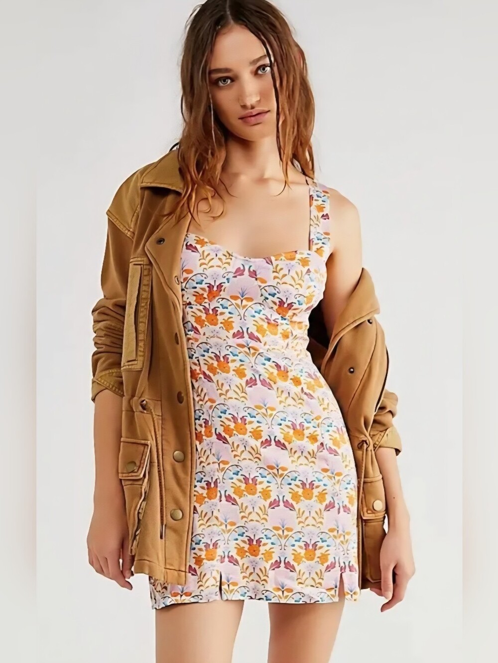 FREE PEOPLE Sasha Print Mini Dress in Multi-Color. Size Large.